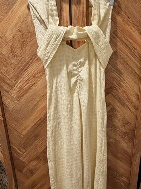 Free People Halter Bandeau Cotton Linen Midi Dress